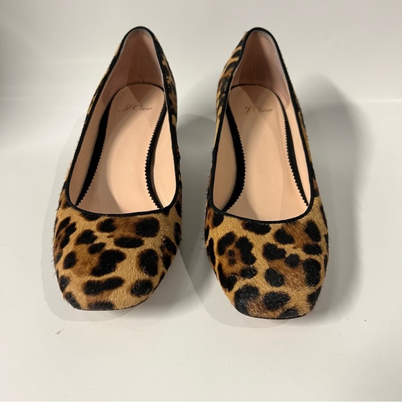 J. Crew Shoes - J.Crew Leopard Print Calf Hair Square Toe Block Heel Pumps, Size 8.5